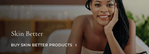 Smiling woman promoting Skin Better products.